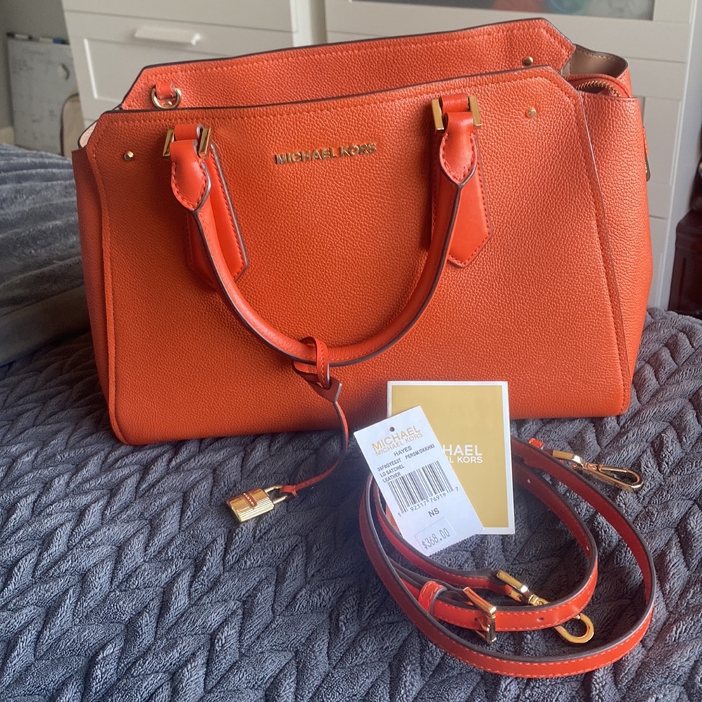 Michael Kors Hayes Satchel in persimmon